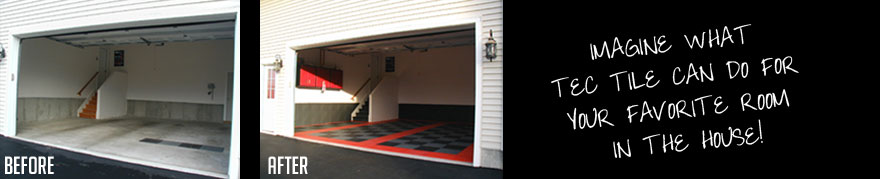 Garage makeover before and after tec tile flooring